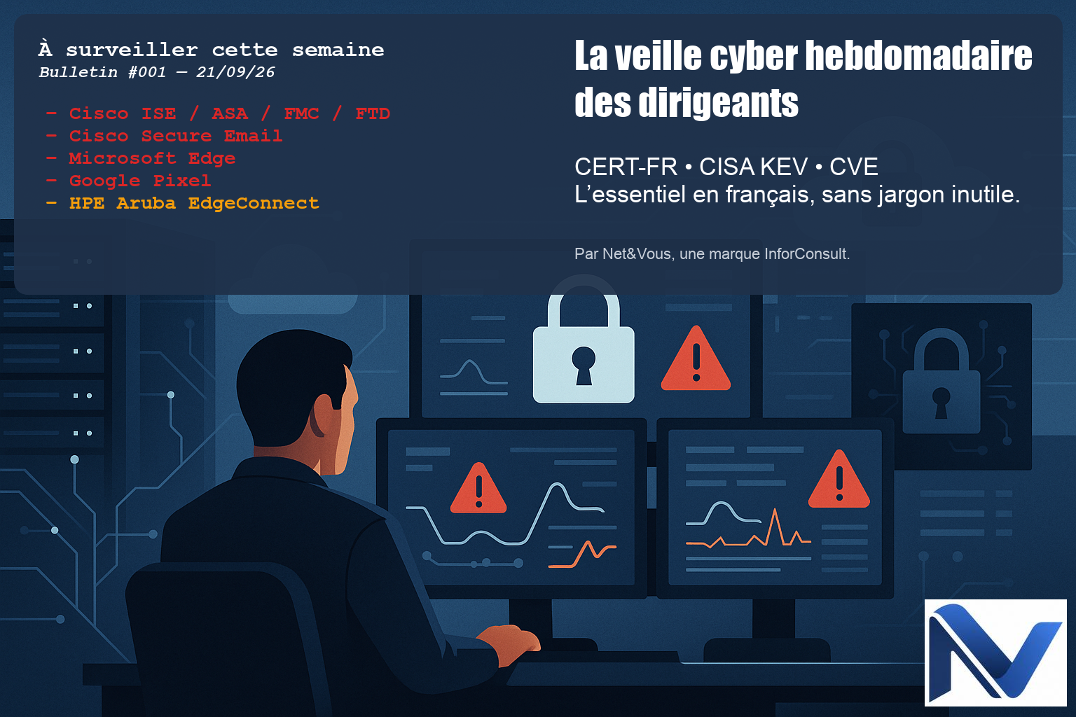 Illustration — Cybersécurité : Cisco, Edge et Pixel sous surveillance